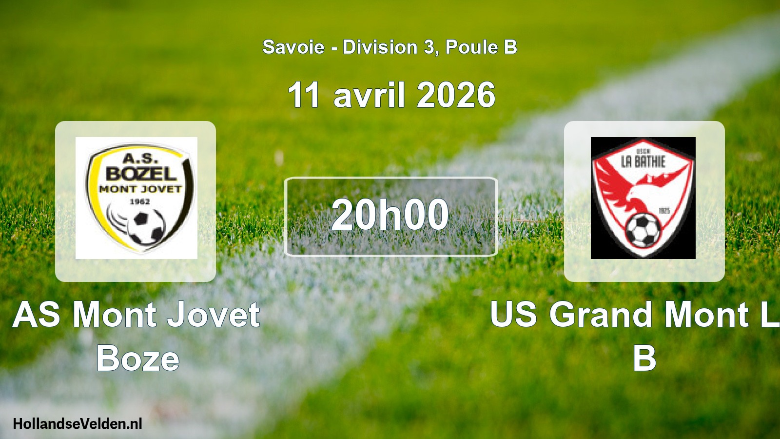 Match programmé: AS Mont Jovet Boze - US Grand Mont La B (11 avril 2026)