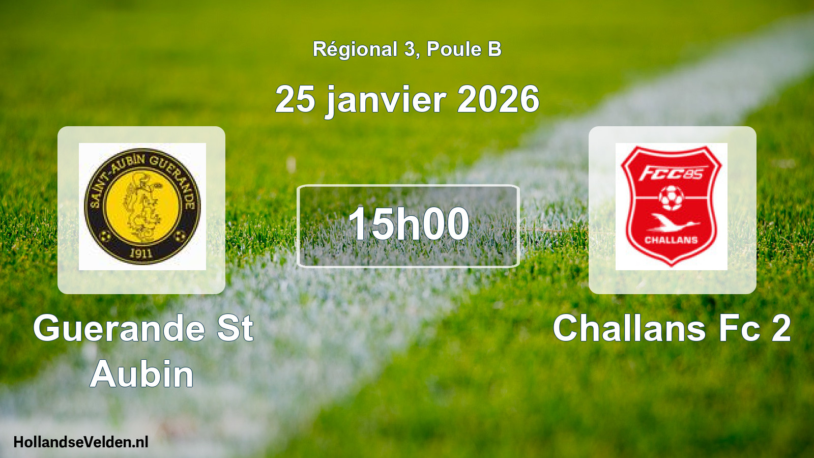 Geplande wedstrijd: Guerande St Aubin - Challans Fc 2 (25 janvier 2026)