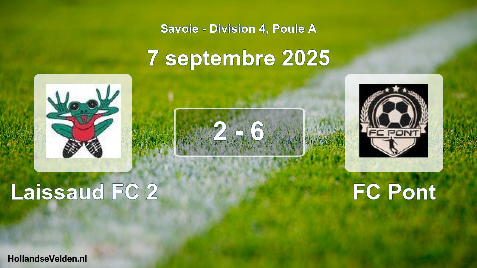Gespeelde wedstrijd: Laissaud FC 2 - FC Pont 2 - 6 (7 september 2025)