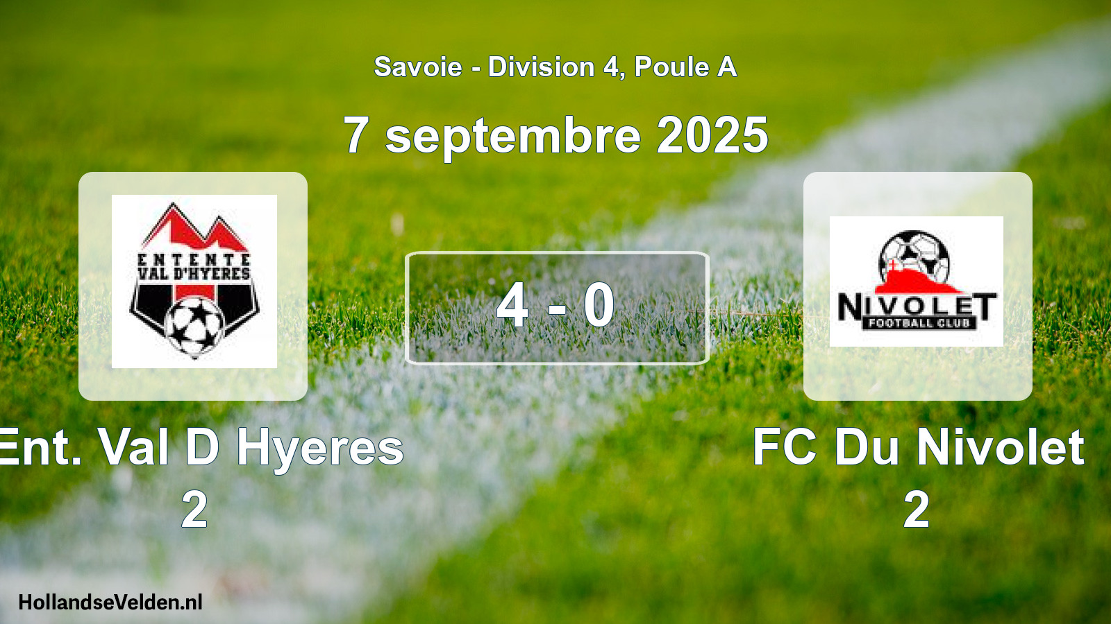 Gespeelde wedstrijd: Ent. Val D Hyeres 2 - FC Du Nivolet 2 4 - 0 (7 september 2025)
