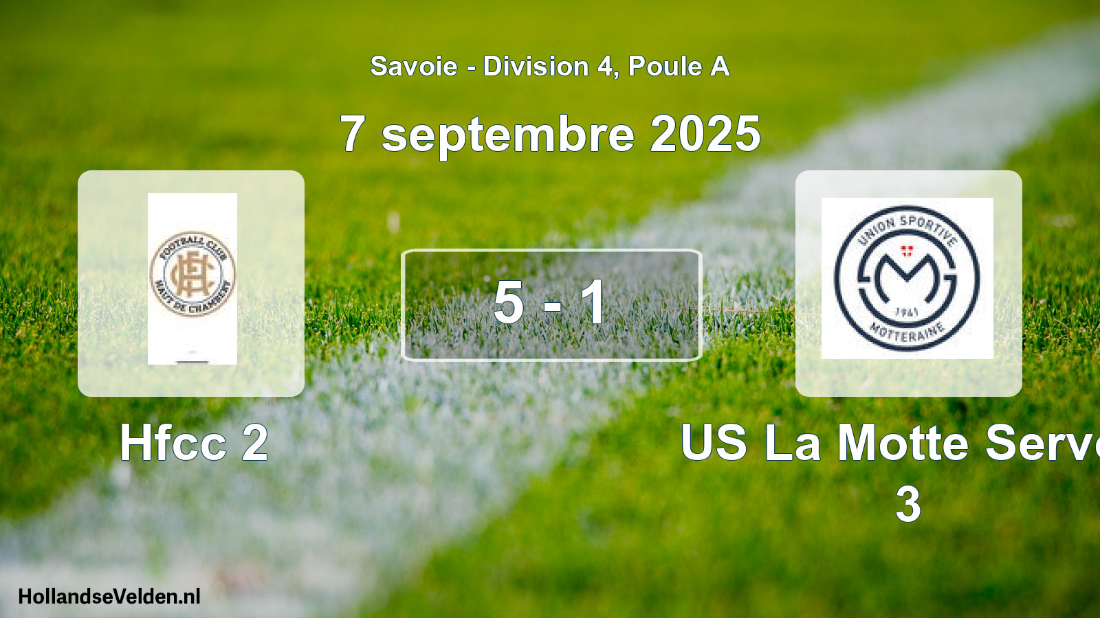 Match joué: Hfcc 2 - US La Motte Servol 3 5 - 1 (7 septembre 2025)