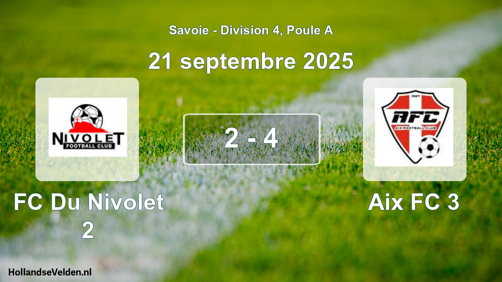 Gespeelde wedstrijd: FC Du Nivolet 2 - Aix FC 3 2 - 4 (21 september 2025)