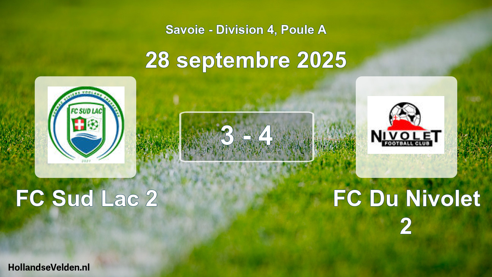 Gespeelde wedstrijd: FC Sud Lac 2 - FC Du Nivolet 2 3 - 4 (28 september 2025)