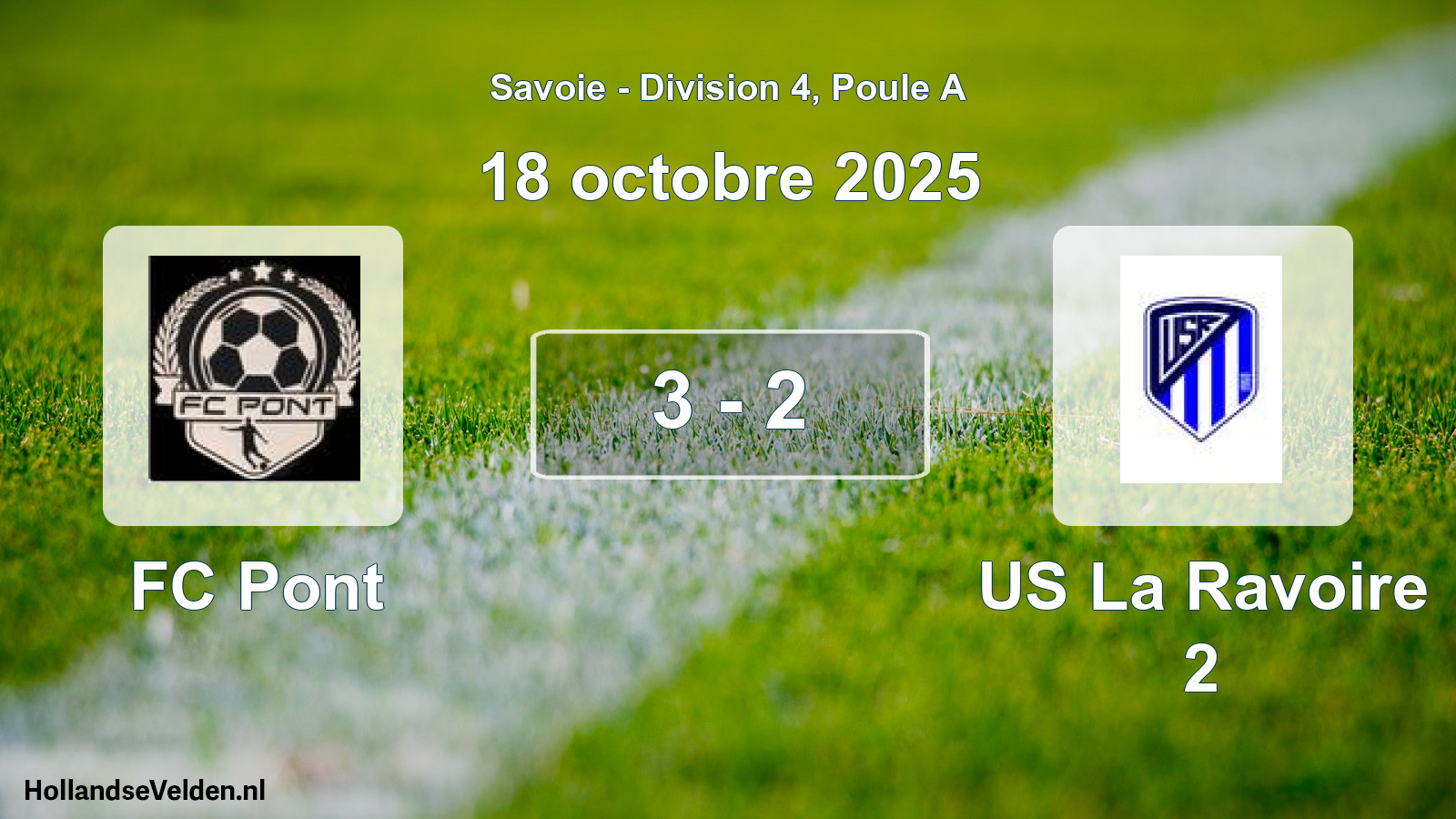 Gespeelde wedstrijd: FC Pont - US La Ravoire 2 3 - 2 (18 oktober 2025)