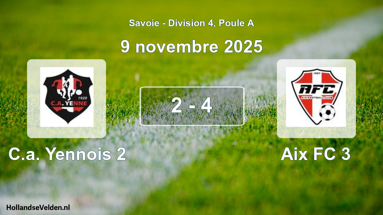 Gespeelde wedstrijd: C.a. Yennois 2 - Aix FC 3 2 - 4 (9 november 2025)