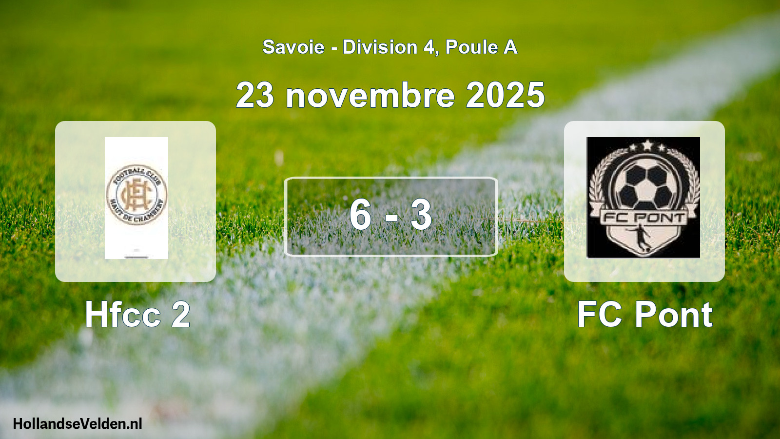 Gespeelde wedstrijd: Hfcc 2 - FC Pont 6 - 3 (23 november 2025)
