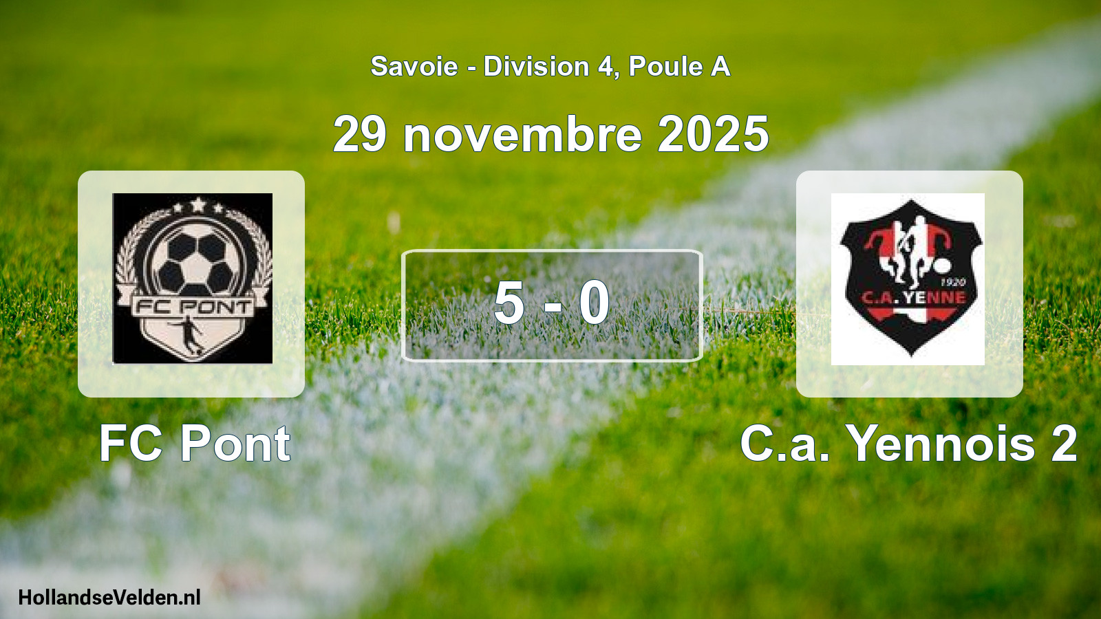 Gespeelde wedstrijd: FC Pont - C.a. Yennois 2 5 - 0 (29 november 2025)