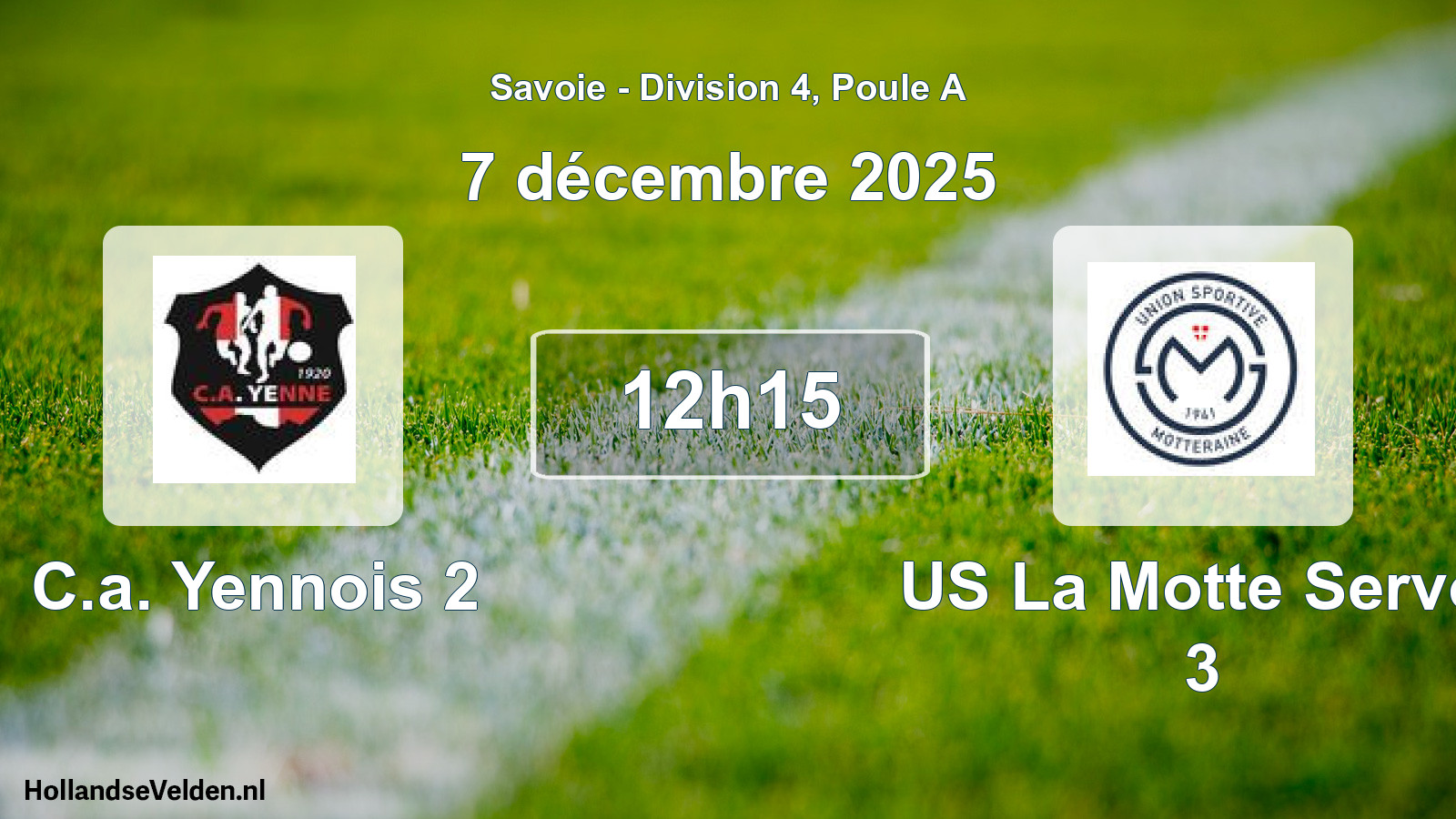 Match programmé: C.a. Yennois 2 - US La Motte Servol 3 (7 décembre 2025)