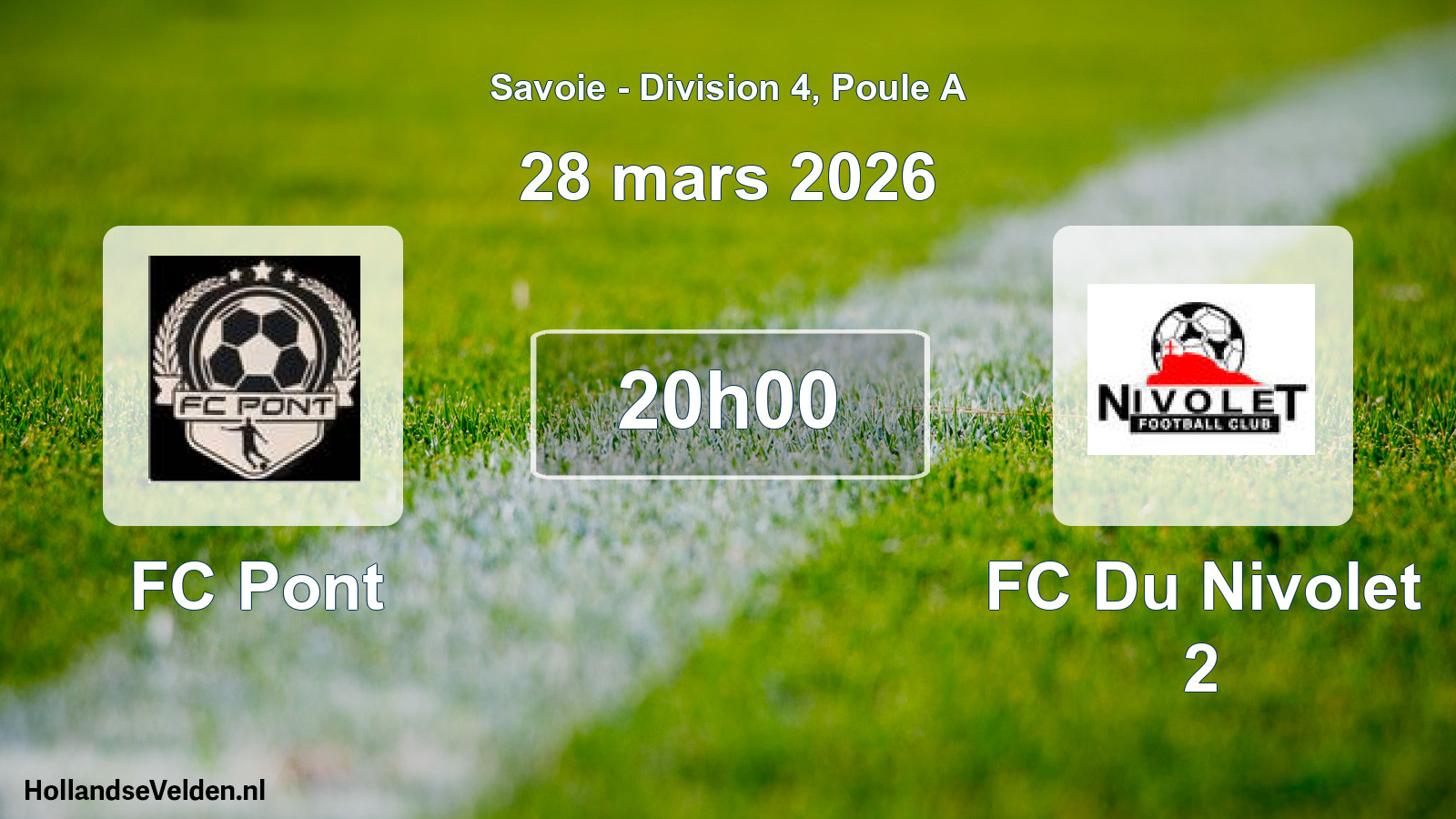 Geplande wedstrijd: FC Pont - FC Du Nivolet 2 (28 maart 2026)