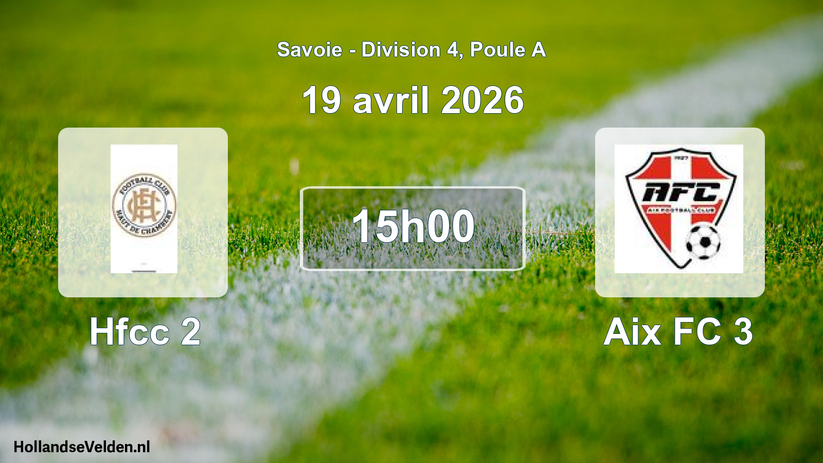 Geplande wedstrijd: Hfcc 2 - Aix FC 3 (19 april 2026)