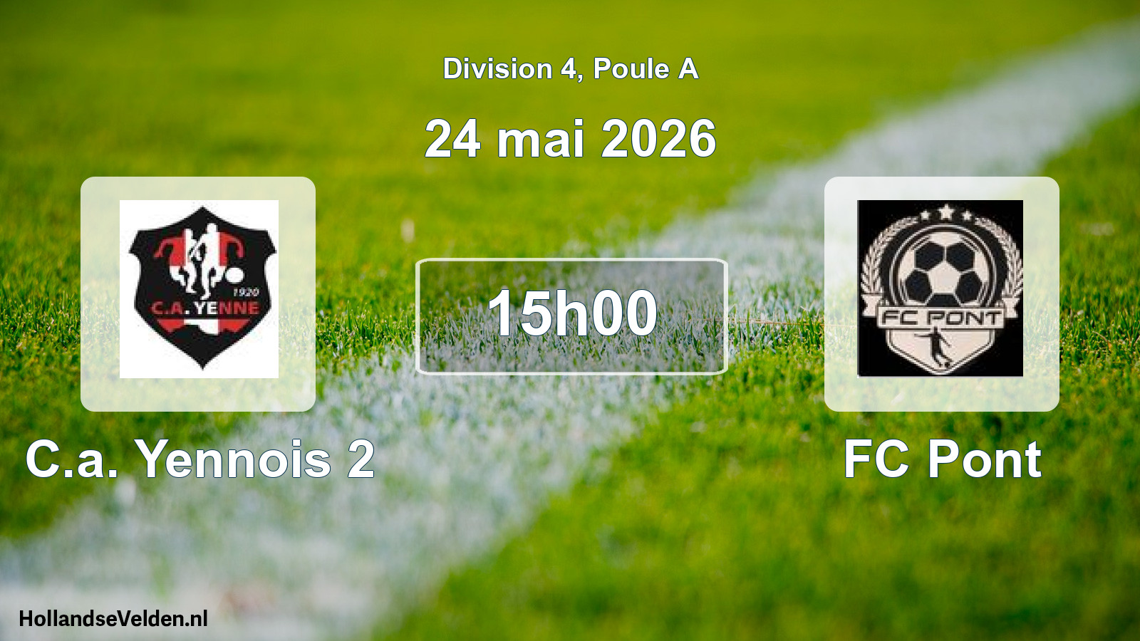 Match programmé: C.a. Yennois 2 - FC Pont (24 mai 2026)