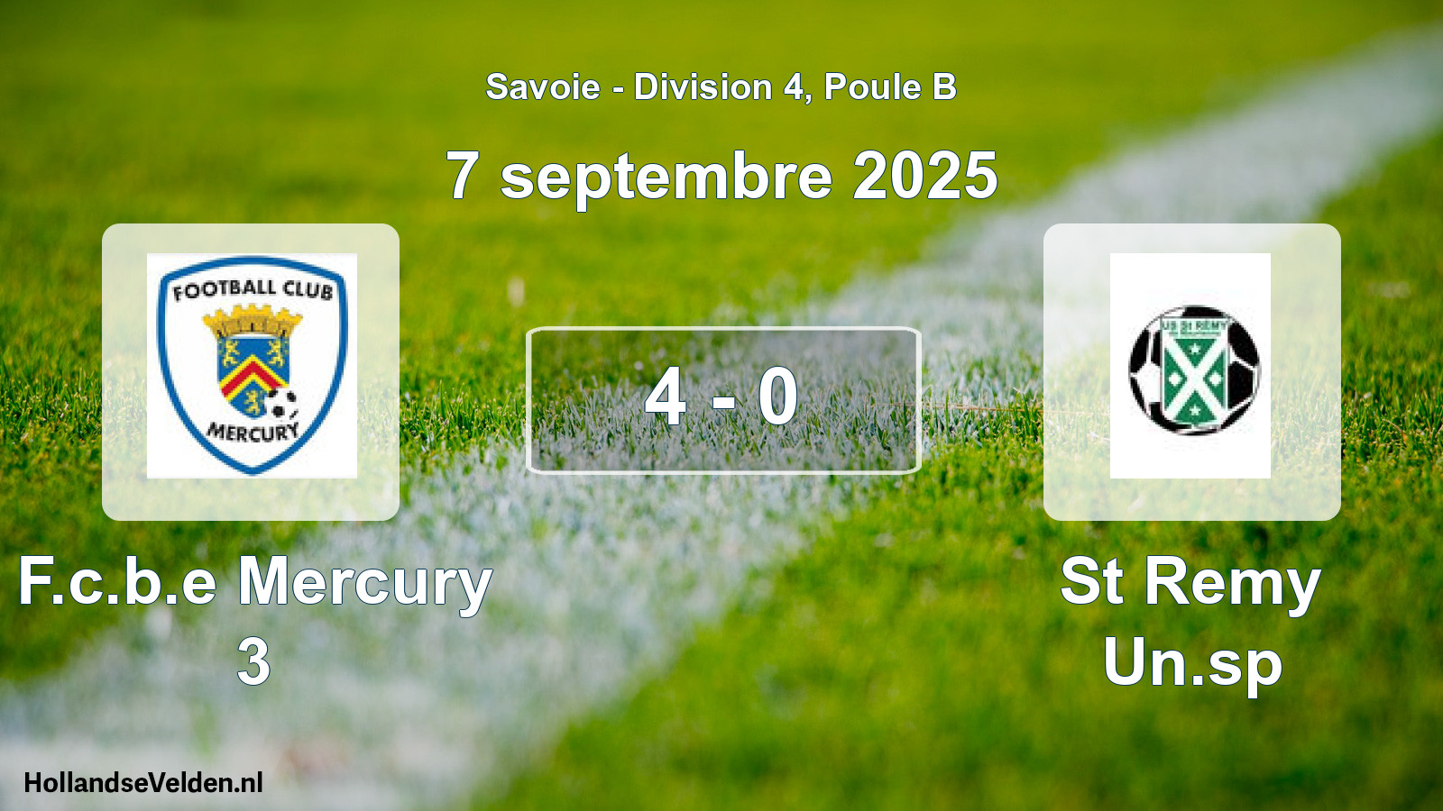 Gespeelde wedstrijd: F.c.b.e Mercury 3 - St Remy Un.sp 4 - 0 (7 september 2025)