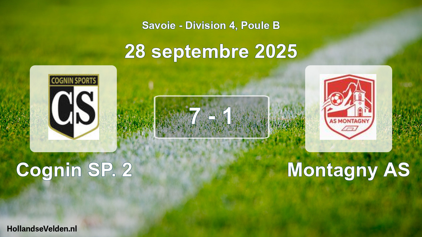 Match joué: Cognin SP. 2 - Montagny AS 7 - 1 (28 septembre 2025)