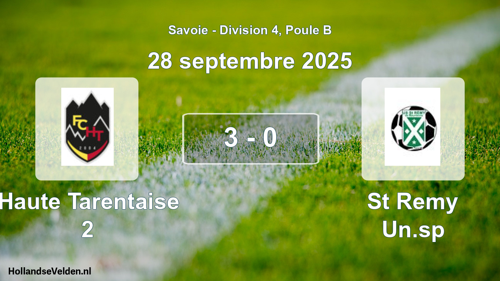 Gespeelde wedstrijd: Haute Tarentaise 2 - St Remy Un.sp 3 - 0 (28 september 2025)