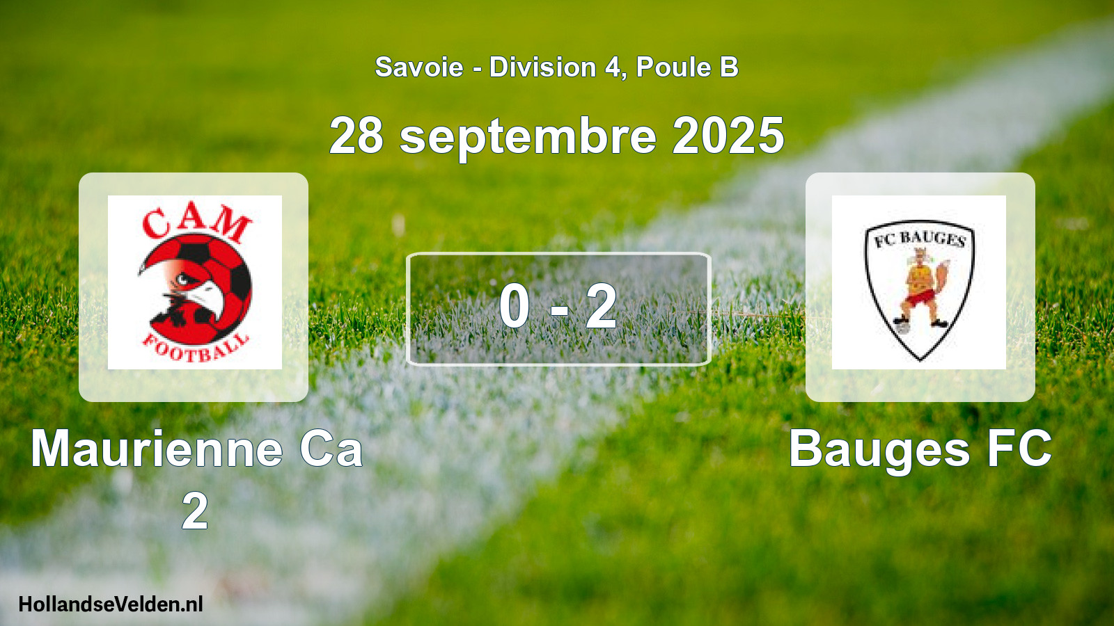 Gespeelde wedstrijd: Maurienne Ca 2 - Bauges FC 0 - 2 (28 september 2025)