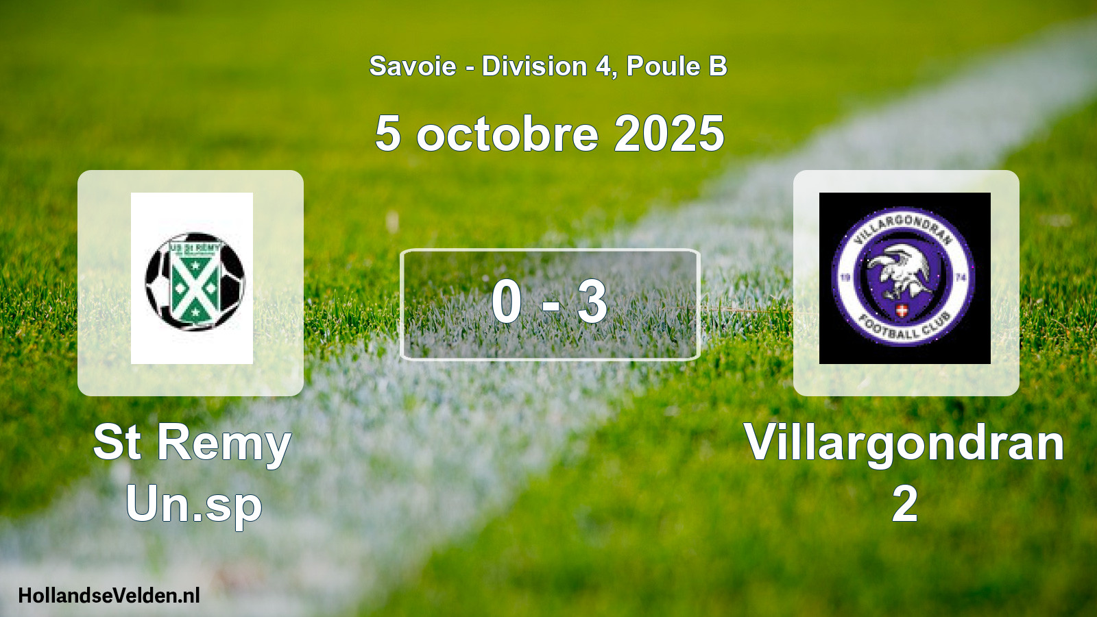 Gespeelde wedstrijd: St Remy Un.sp - Villargondran 2 0 - 3 (5 oktober 2025)