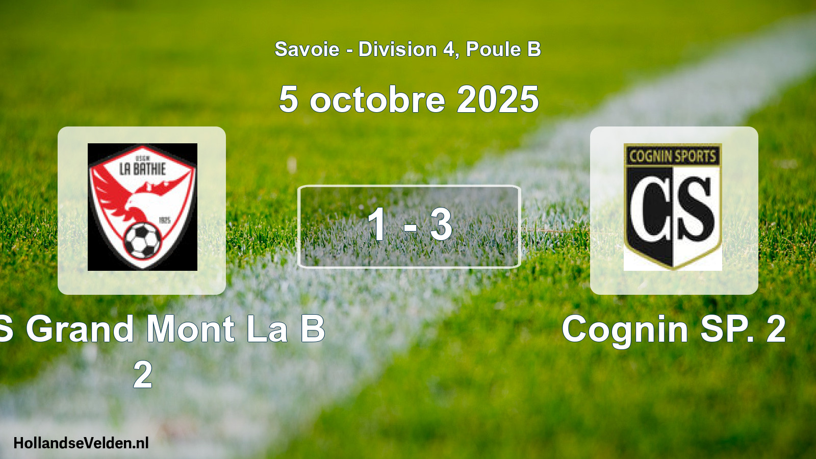 Match joué: US Grand Mont La B 2 - Cognin SP. 2 1 - 3 (5 octobre 2025)