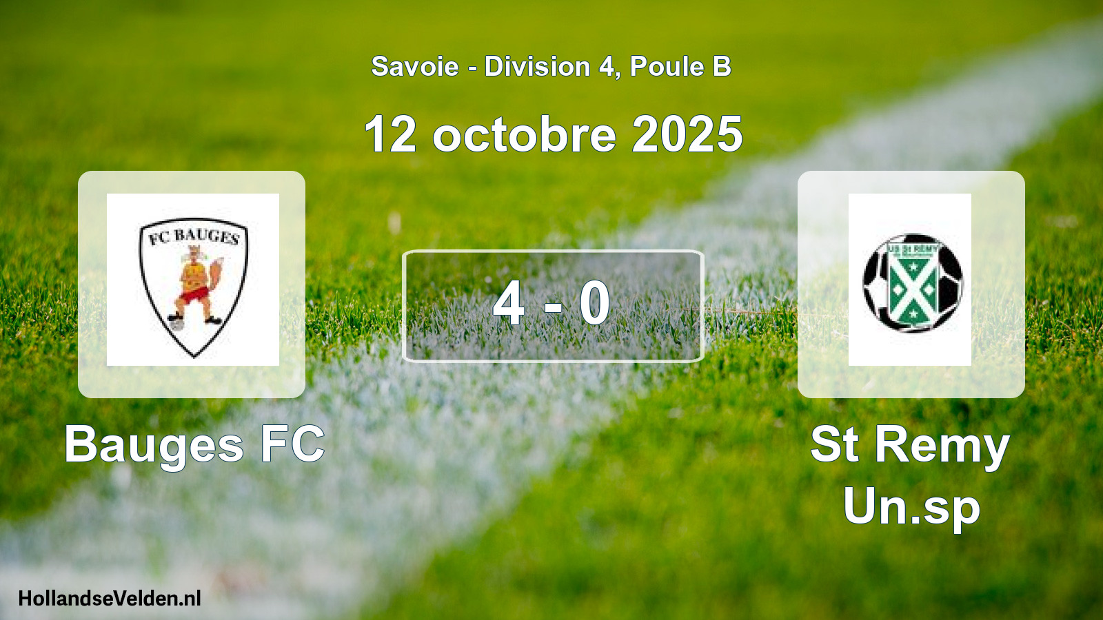 Gespeelde wedstrijd: Bauges FC - St Remy Un.sp 4 - 0 (12 oktober 2025)