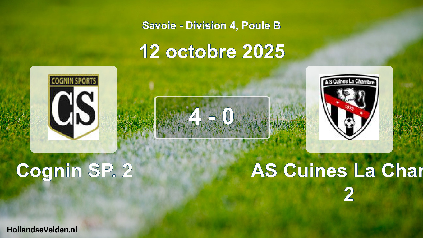 Match joué: Cognin SP. 2 - AS Cuines La Chamb 2 4 - 0 (12 octobre 2025)
