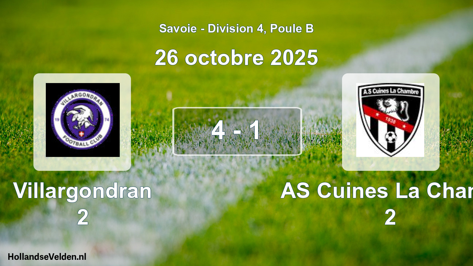 Gespeelde wedstrijd: Villargondran 2 - AS Cuines La Chamb 2 4 - 1 (26 oktober 2025)