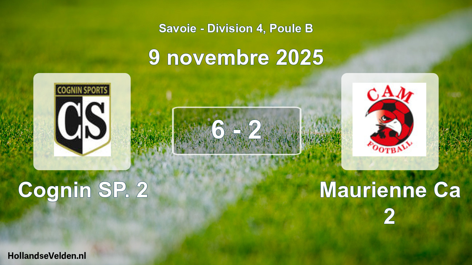 Gespeelde wedstrijd: Cognin SP. 2 - Maurienne Ca 2 6 - 2 (9 november 2025)