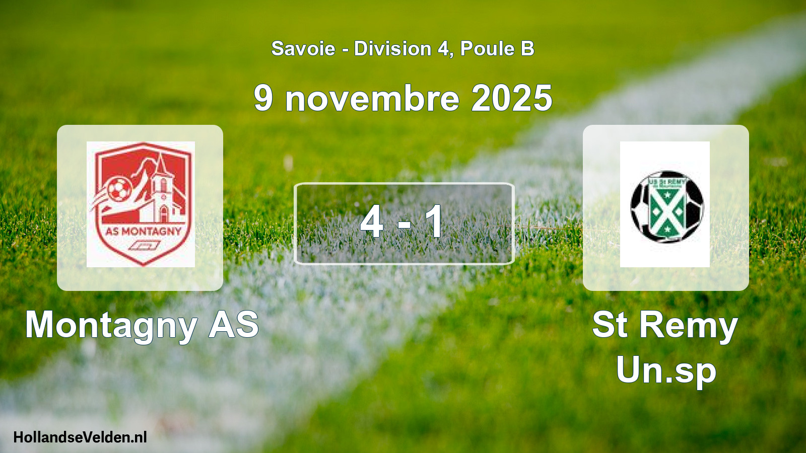 Gespeelde wedstrijd: Montagny AS - St Remy Un.sp 4 - 1 (9 november 2025)