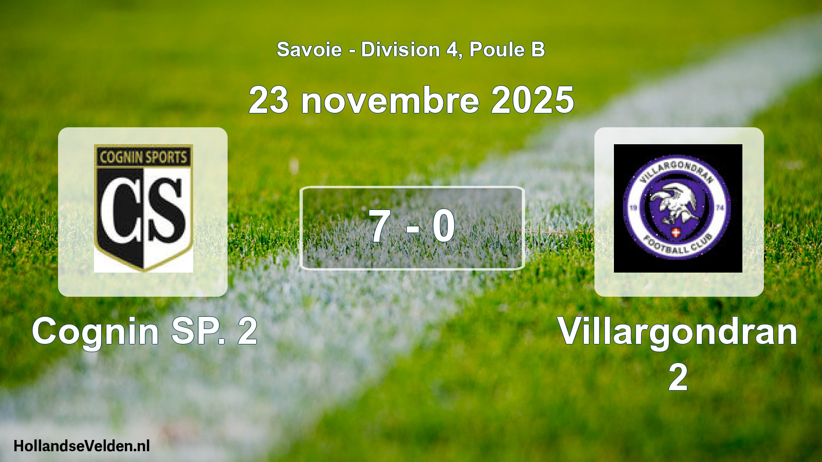 Gespeelde wedstrijd: Cognin SP. 2 - Villargondran 2 7 - 0 (23 november 2025)