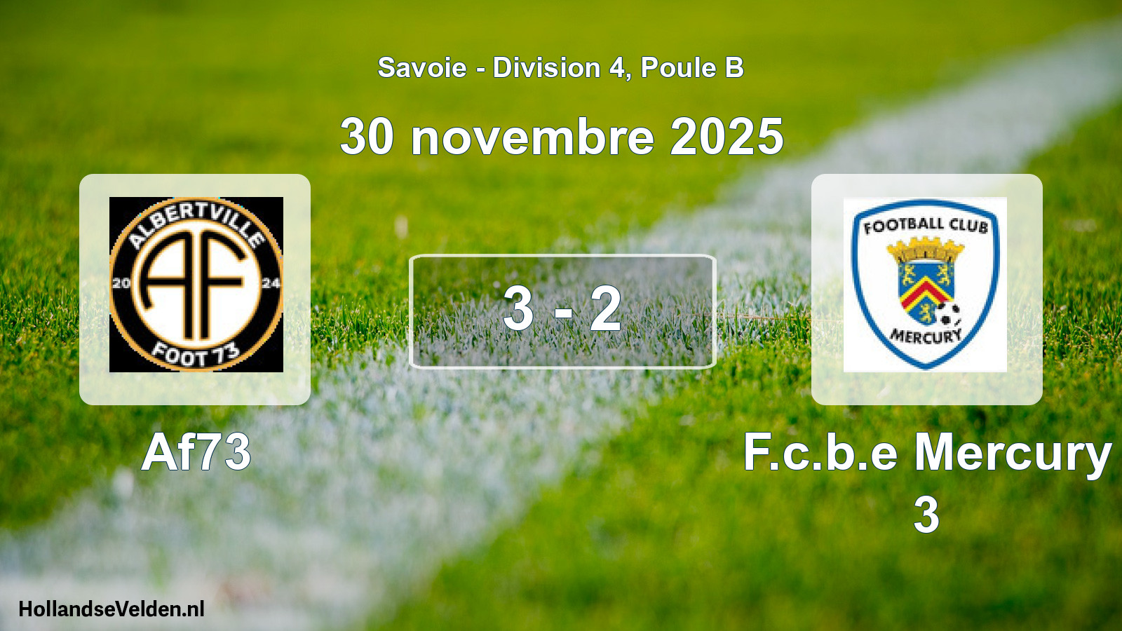 Gespeelde wedstrijd: Af73 - F.c.b.e Mercury 3 3 - 2 (30 november 2025)