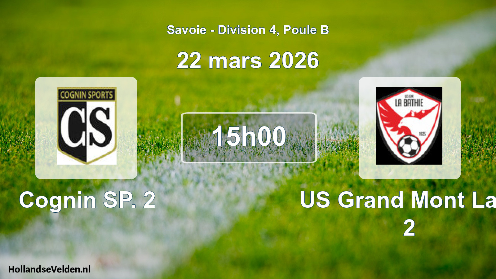 Match programmé: Cognin SP. 2 - US Grand Mont La B 2 (22 mars 2026)
