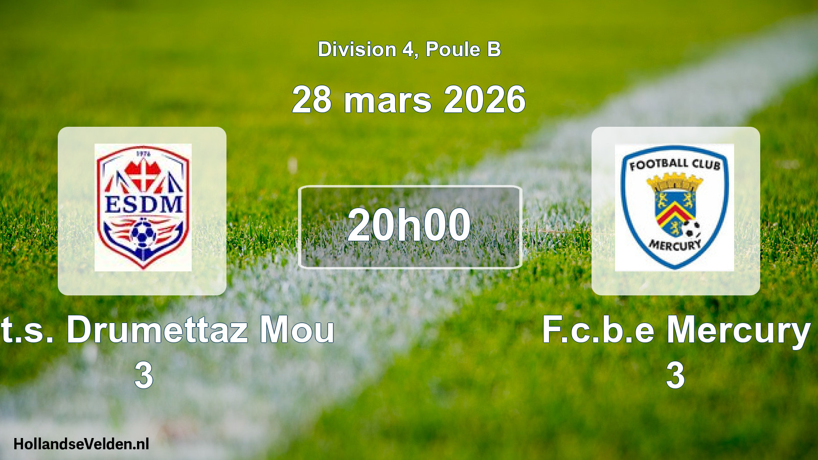 Match programmé: Ent.s. Drumettaz Mou 3 - F.c.b.e Mercury 3 (28 mars 2026)