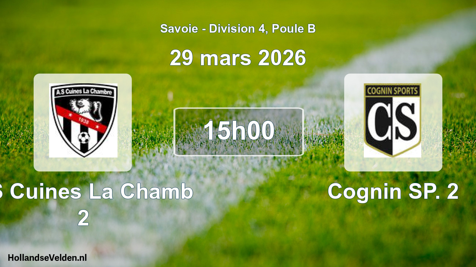 Match programmé: AS Cuines La Chamb 2 - Cognin SP. 2 (29 mars 2026)