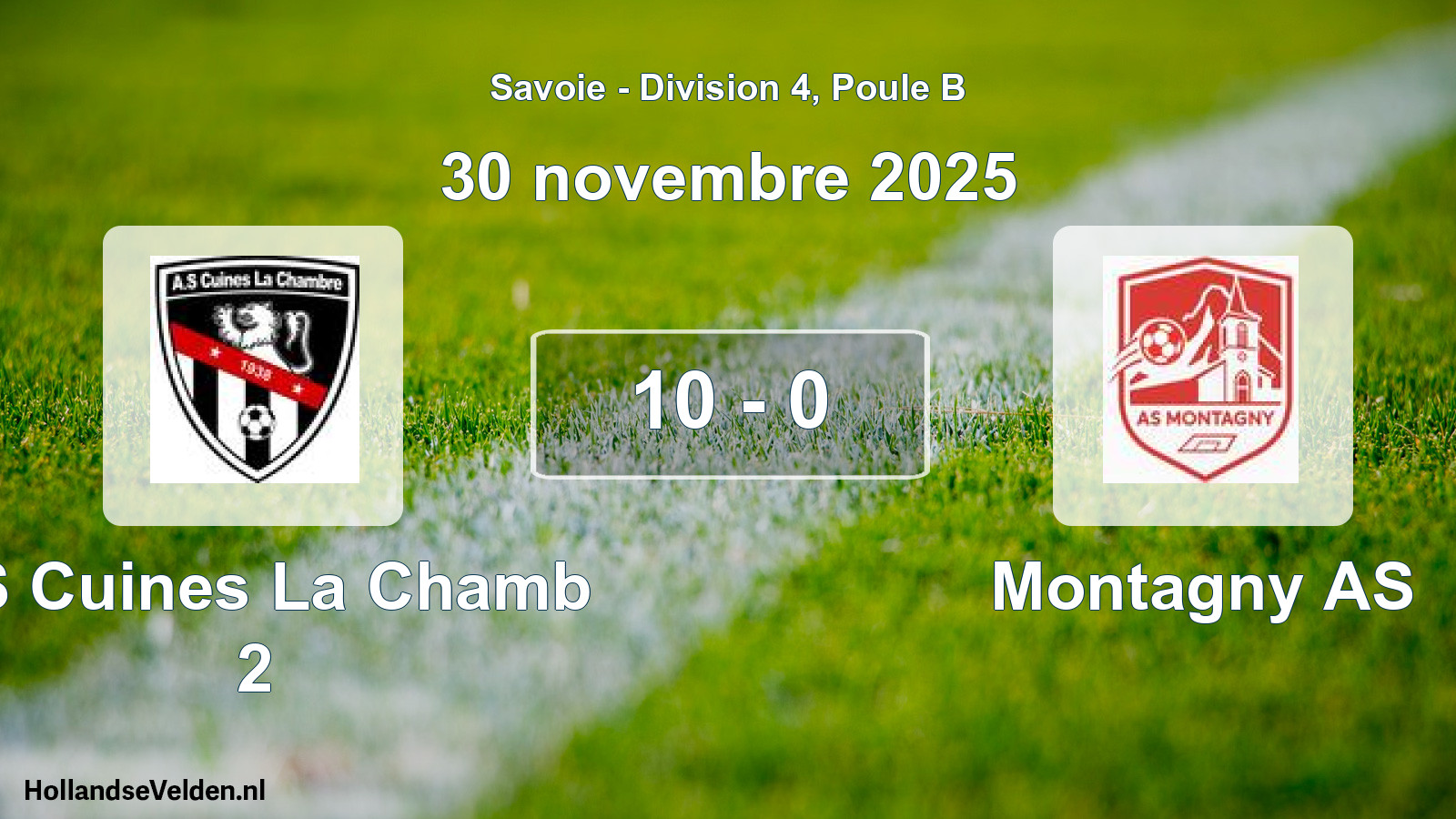 Match joué: AS Cuines La Chamb 2 - Montagny AS 10 - 0 (30 novembre 2025)