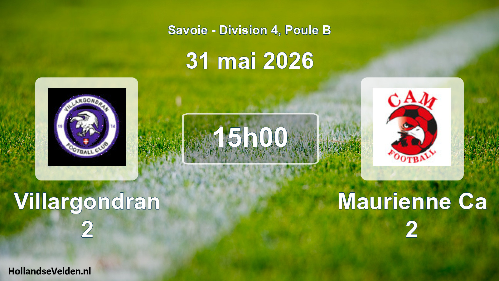 Match programmé: Villargondran 2 - Maurienne Ca 2 (31 mai 2026)