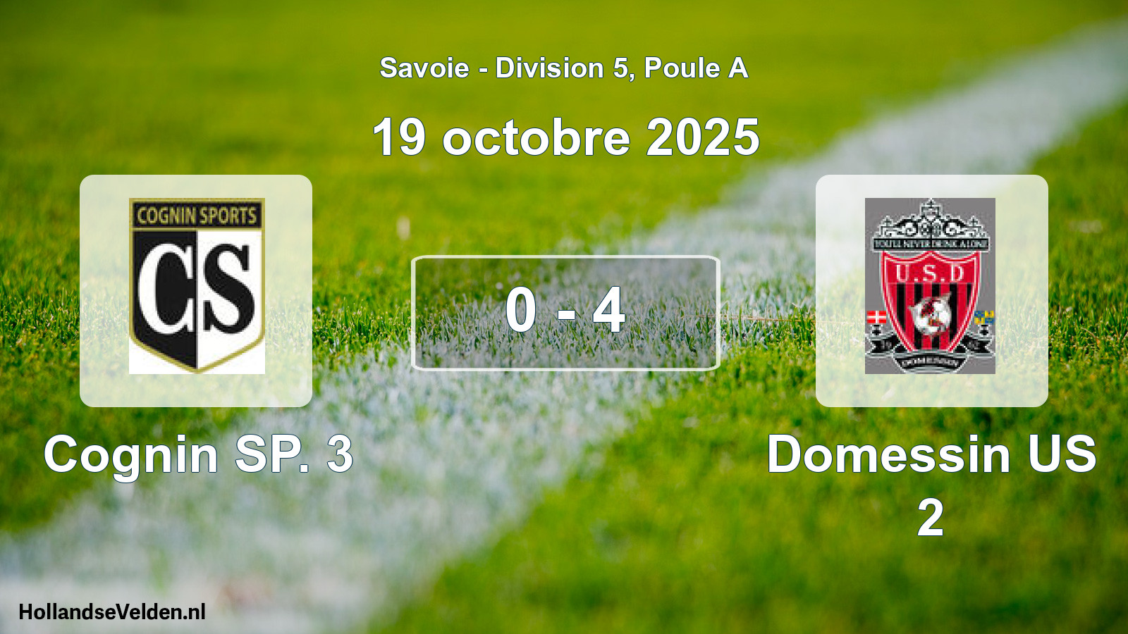 Gespeelde wedstrijd: Cognin SP. 3 - Domessin US 2 0 - 4 (19 oktober 2025)