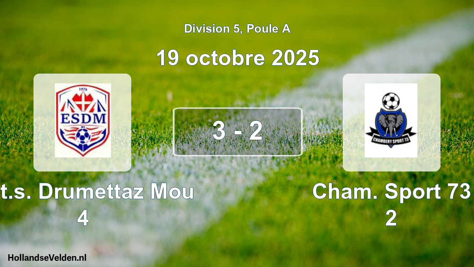 Match joué: Ent.s. Drumettaz Mou 4 - Cham. Sport 73 2 3 - 2 (19 octobre 2025)