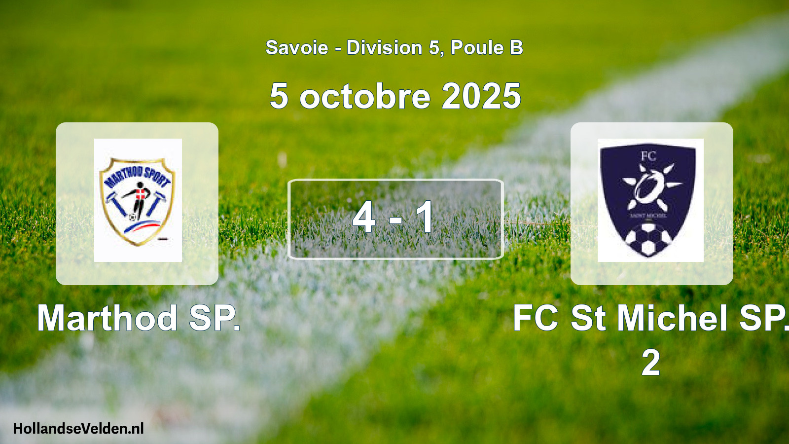 Gespeelde wedstrijd: Marthod SP. - FC St Michel SP. 2 4 - 1 (5 oktober 2025)