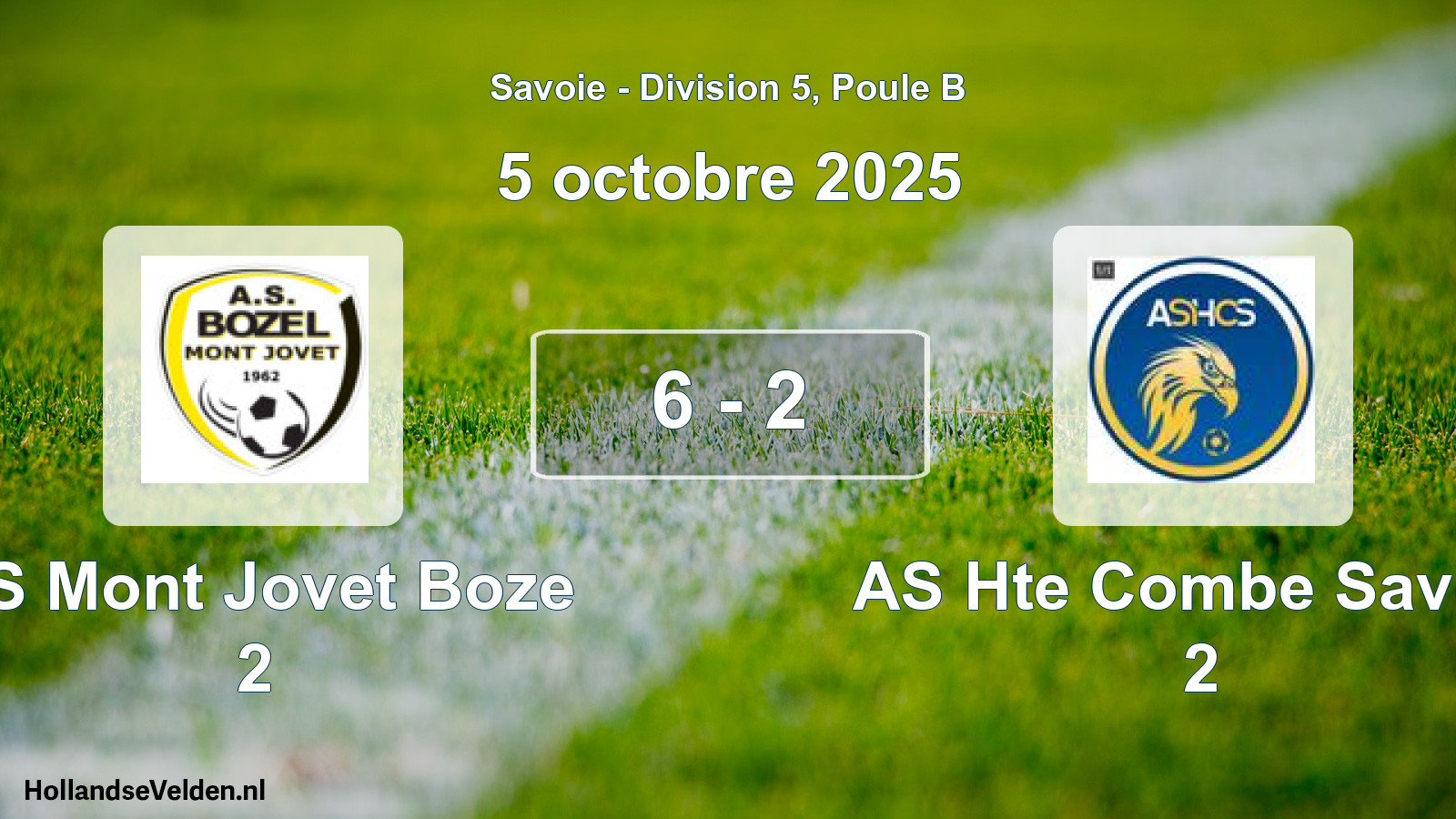 Gespeelde wedstrijd: AS Mont Jovet Boze 2 - AS Hte Combe Savoie 2 6 - 2 (5 oktober 2025)