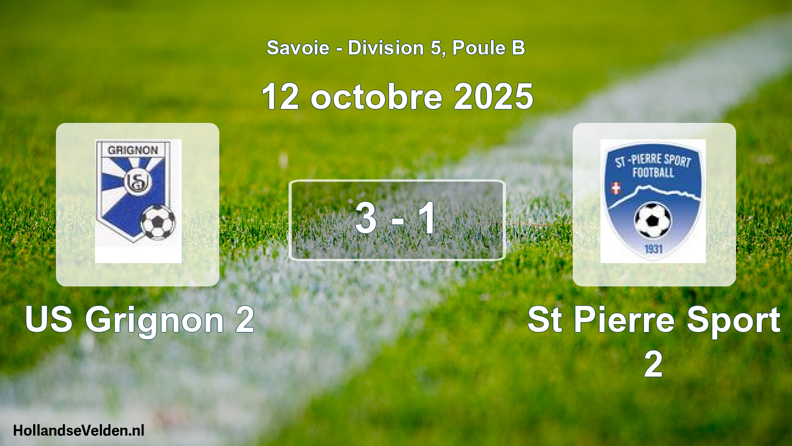 Gespeelde wedstrijd: US Grignon 2 - St Pierre Sport 2 3 - 1 (12 oktober 2025)
