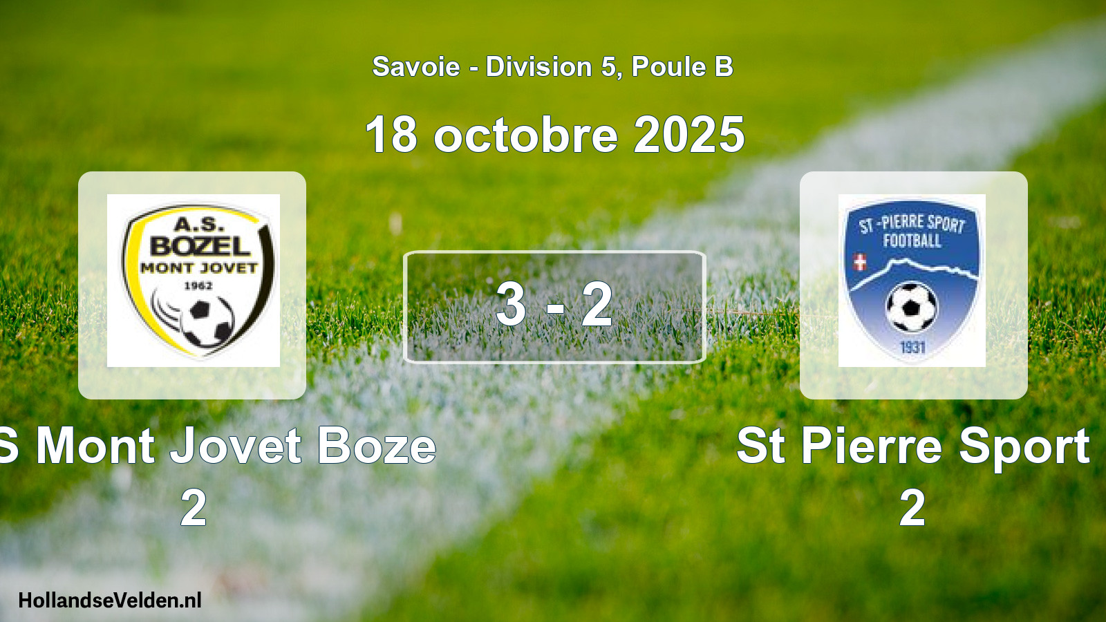 Gespeelde wedstrijd: AS Mont Jovet Boze 2 - St Pierre Sport 2 3 - 2 (18 oktober 2025)