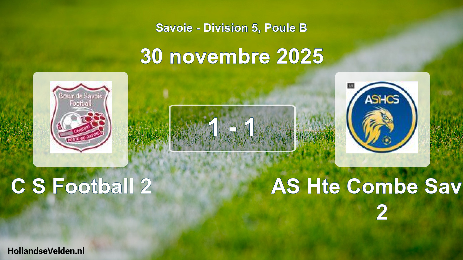 Gespeelde wedstrijd: C S Football 2 - AS Hte Combe Savoie 2 1 - 1 (30 november 2025)