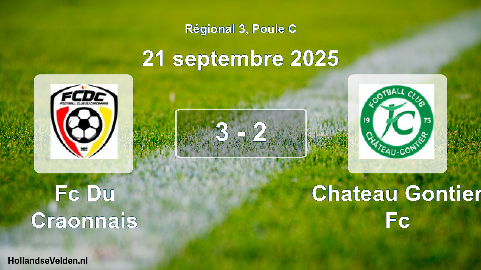 Gespeelde wedstrijd: Fc Du Craonnais - Chateau Gontier Fc 3 - 2 (21 septembre 2025)