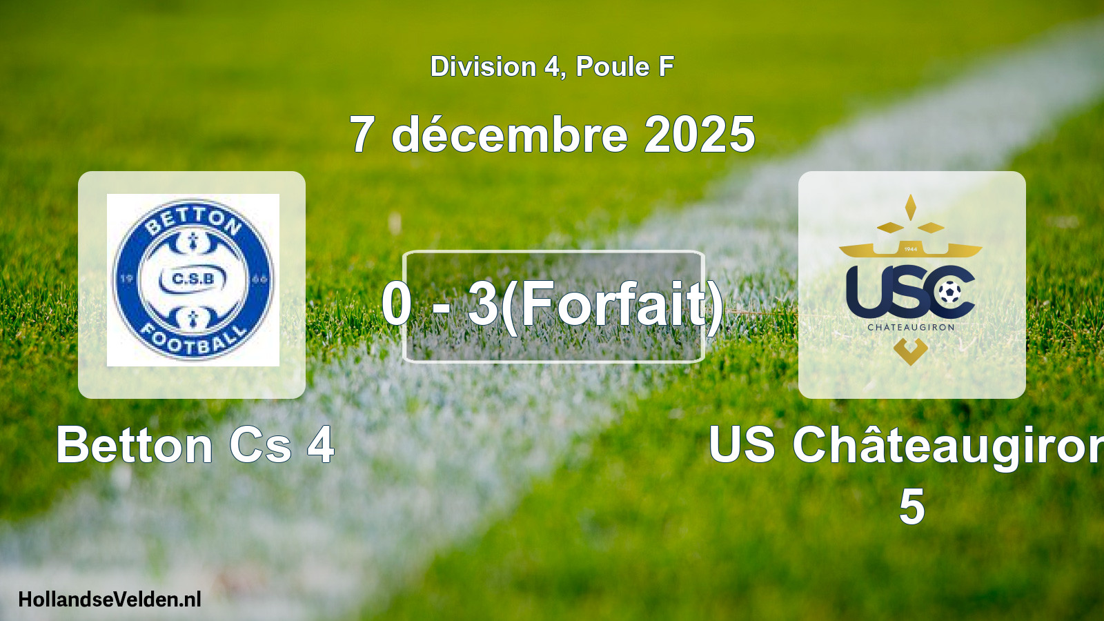 Gespeelde wedstrijd: Betton Cs 4 - US Châteaugiron 5 0 - 3(Forfait) (7 december 2025)