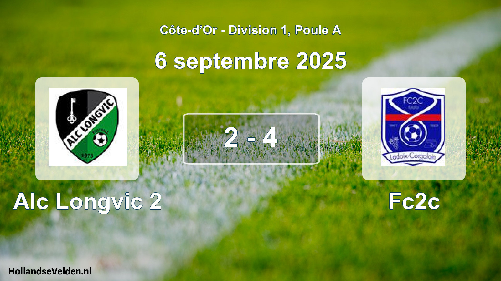 Match joué: Alc Longvic 2 - Fc2c 2 - 4 (6 septembre 2025)