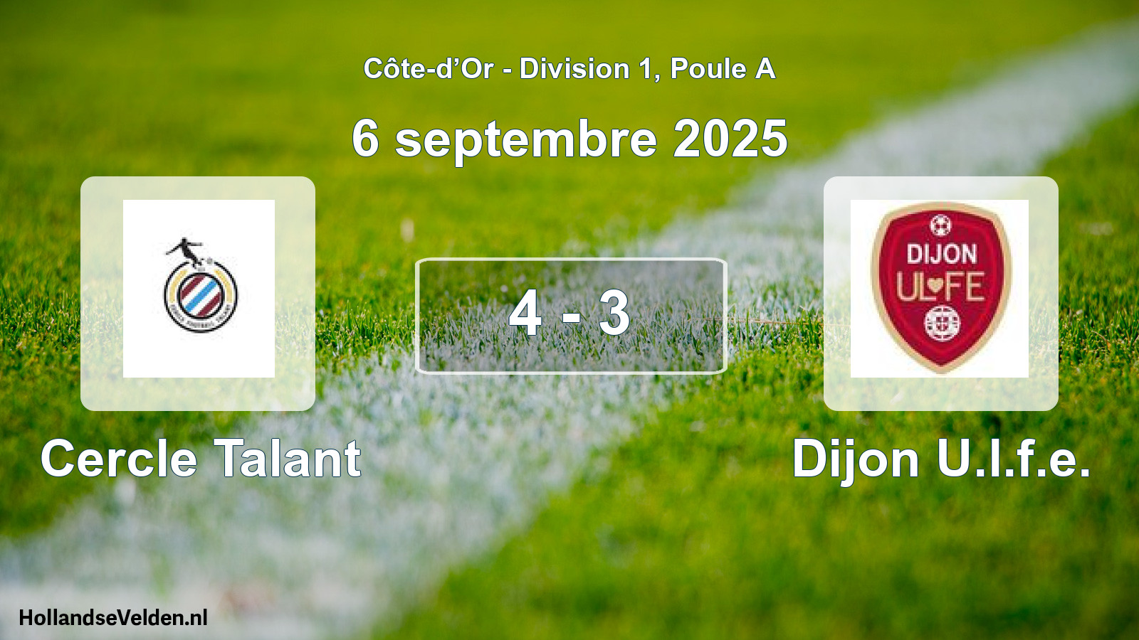 Match joué: Cercle Talant - Dijon U.l.f.e. 4 - 3 (6 septembre 2025)