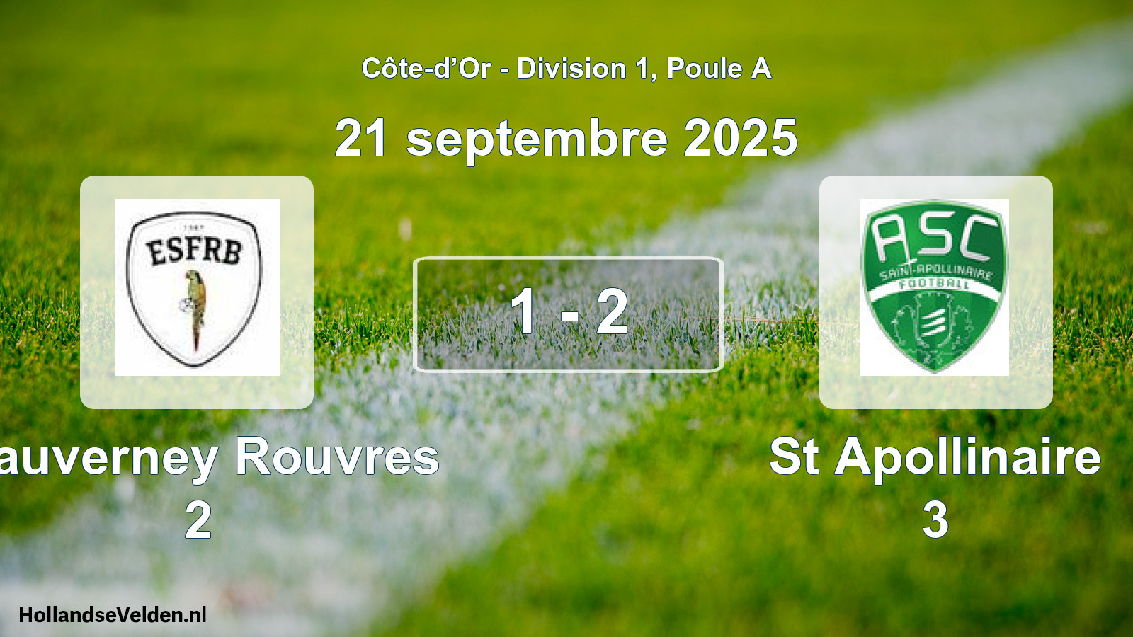 Match joué: Fauverney Rouvres 2 - St Apollinaire 3 1 - 2 (21 septembre 2025)