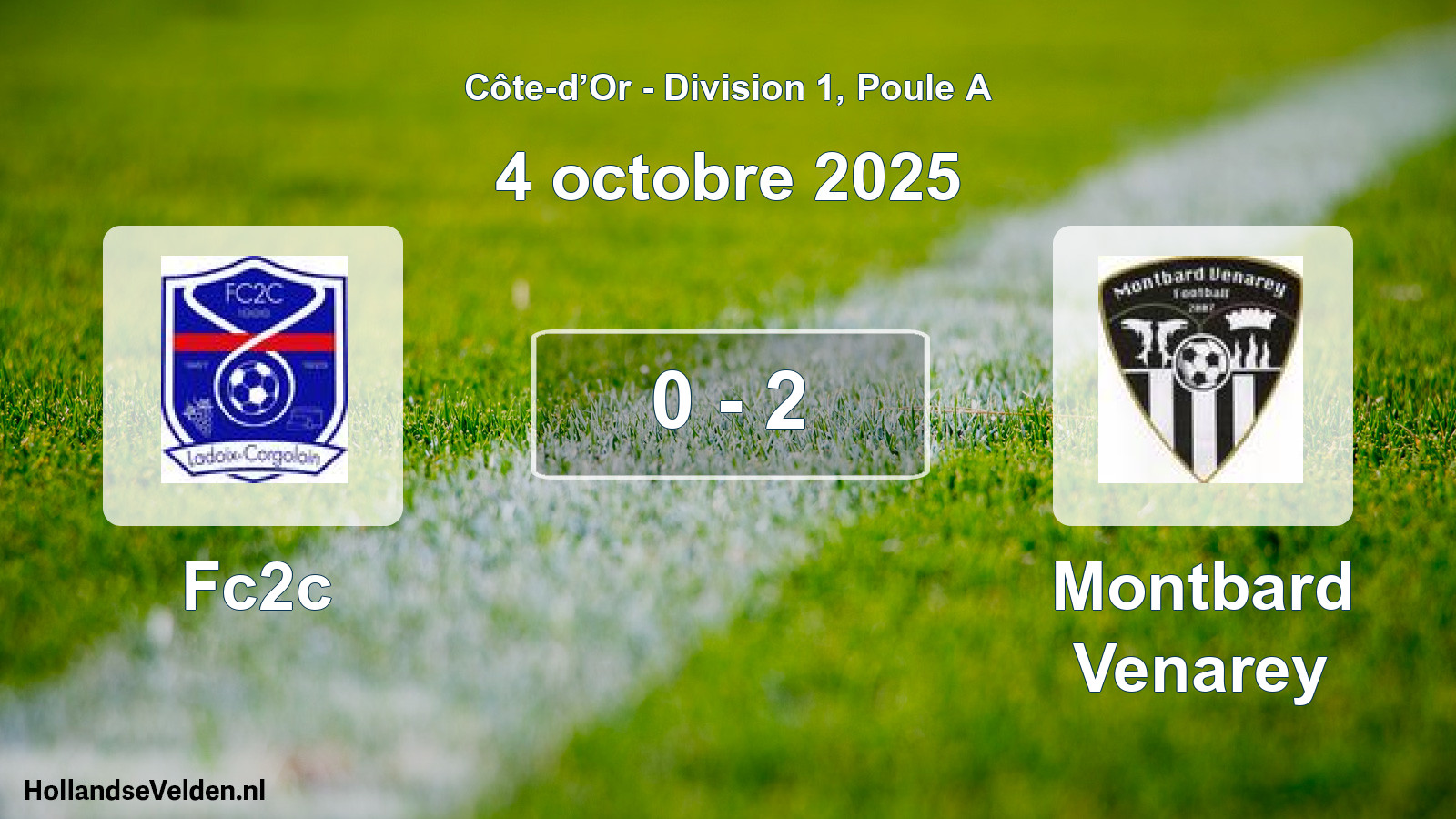 Match joué: Fc2c - Montbard Venarey 0 - 2 (4 octobre 2025)