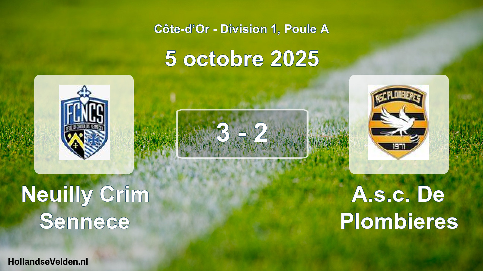 Total number of matches played: Neuilly Crim Sennece - A.s.c. De Plombieres 3 - 2 (5 October 2025)