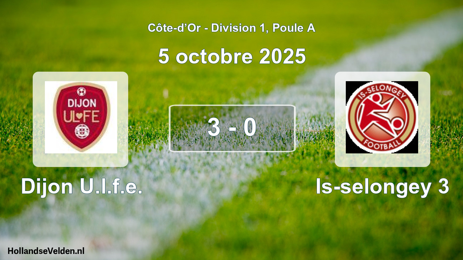 Match joué: Dijon U.l.f.e. - Is-selongey 3 3 - 0 (5 octobre 2025)
