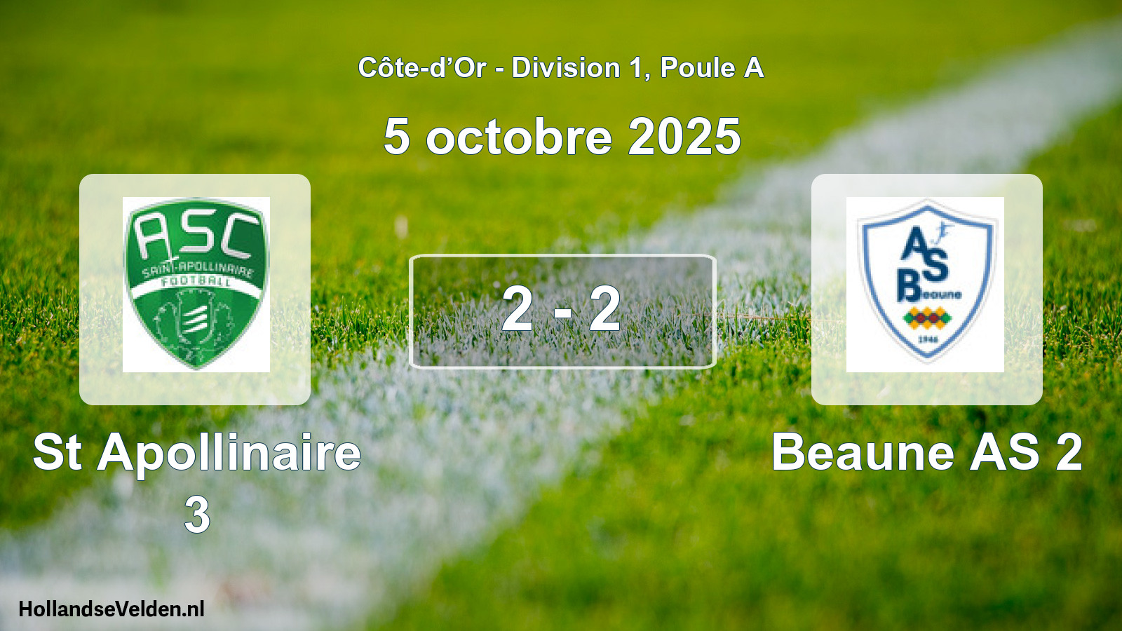 Total number of matches played: St Apollinaire 3 - Beaune AS 2 2 - 2 (5 October 2025)