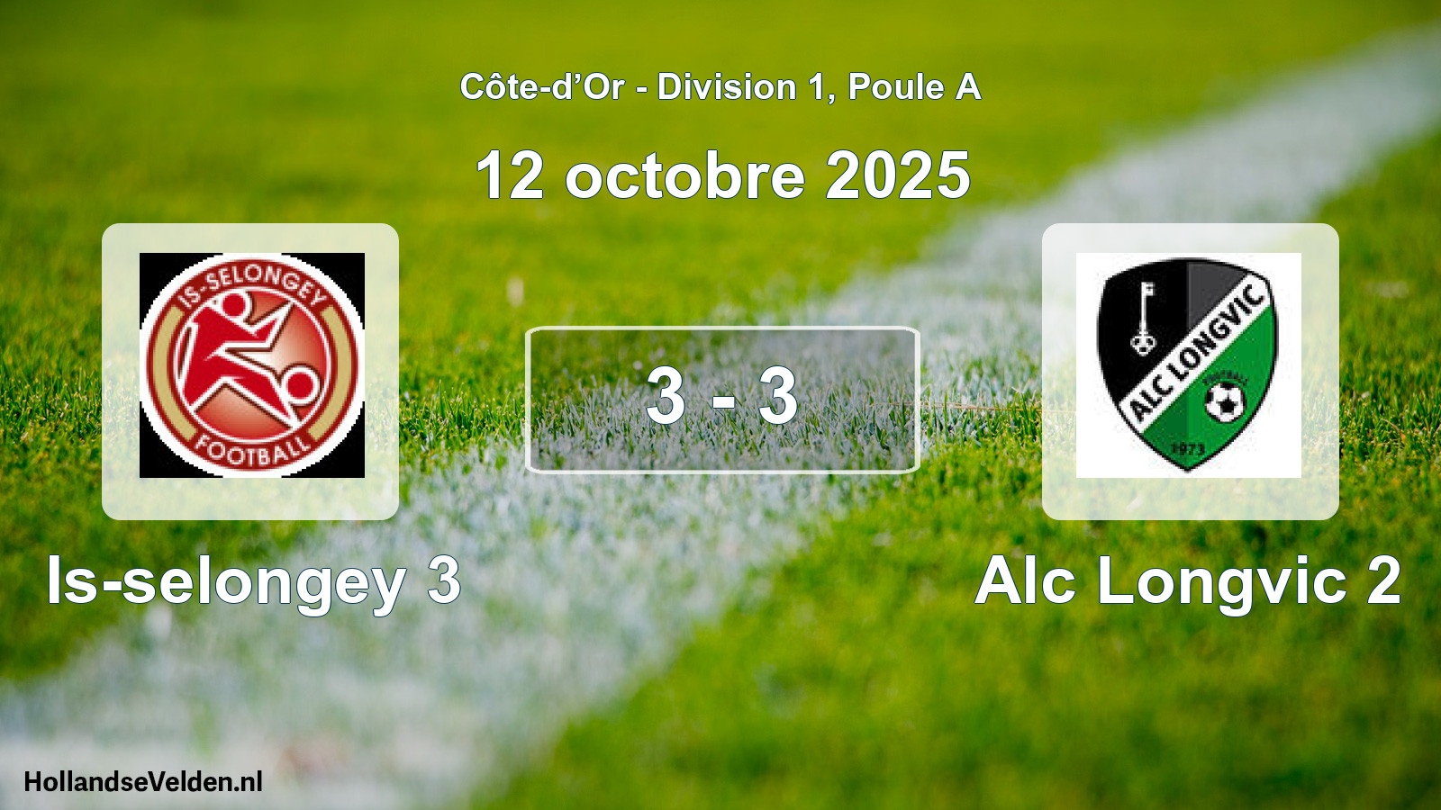 Match joué: Is-selongey 3 - Alc Longvic 2 3 - 3 (12 octobre 2025)